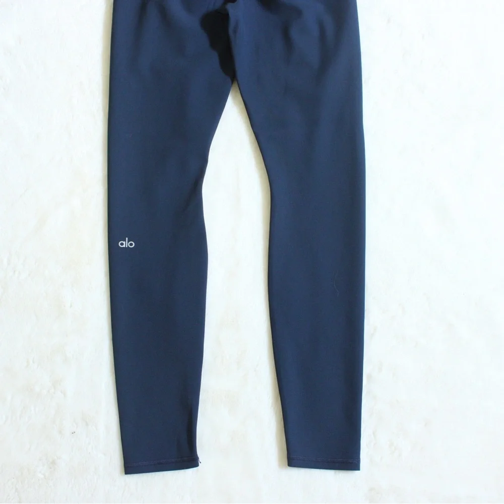 ALO Yoga High Waisted Ripped Warrior Navy Leggings